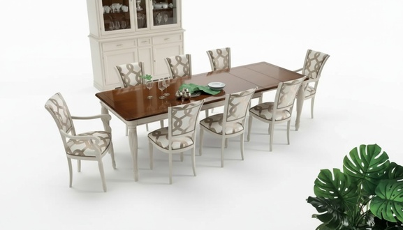 Esszimmergarnitur Tisch 8x StÃ¼hle Tischgarnitur Gruppe Set Italien Holz