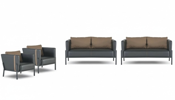 Exklusive BÃ¼ro SitzmÃ¶bel Designer 2x Polster 2-Sitzer Edle Sessel 4tlg