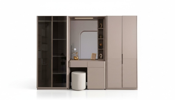 Exklusiver Beiger Kleiderschrank Designer Holzschrank Schlafzimmer MÃ¶bel