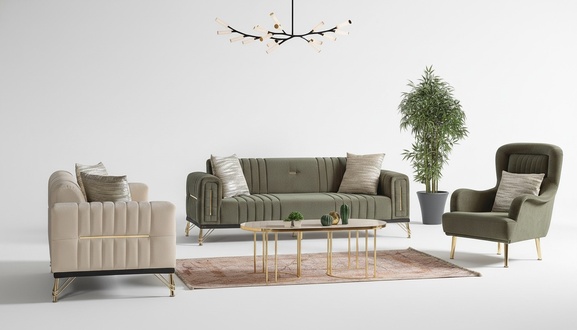 Exklusives 2x Sofa Sessel Sofagarnitur set 3+3+1 3tlg LuxuriÃ¶ses Set