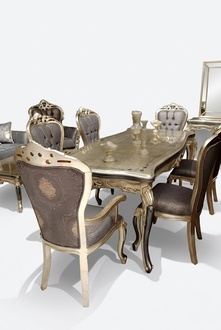Exquisites Esszimmer MÃ¶bel luxuriÃ¶sen Esstisch + 4x Tisch StÃ¼hle Gold