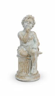 Figur Skulptur Engel auf dem Stein 63cmWeiß Design Accessoire Dekoration