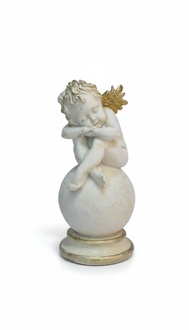 Figur Skulptur Kleiner schläfriger Engel weiß 25cm Design Accessoire