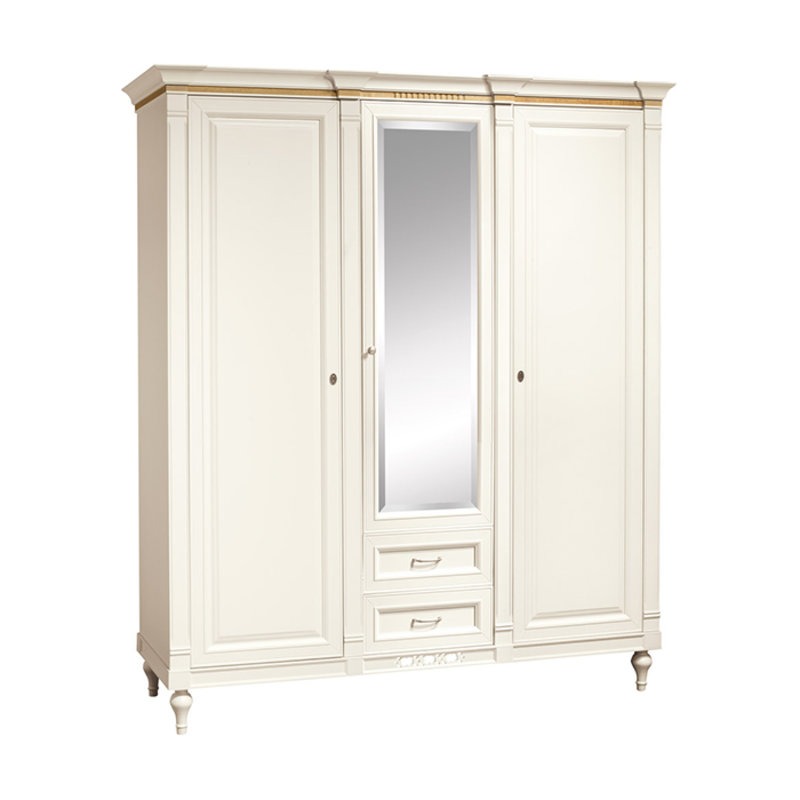 Klassischer Schrank Kleiderschrank Massiv Landhaus GroÃer Spiegelschrank FL-D3