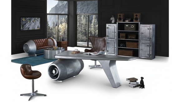Flugzeug FlÃ¼gel Schreibtisch BÃ¼rotisch Tisch Aviator Design Luxus MÃ¶bel