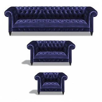 Garnitur 3tlg Sofas Set Polster Sofa Couch Chesterfield Sessel Wohnzimmer 4+2+1