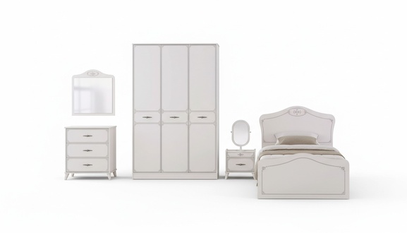 Garnitur Bett Jugendbett Funktionsbett Ausziehbares Set 5tlg Holz WeiÃ