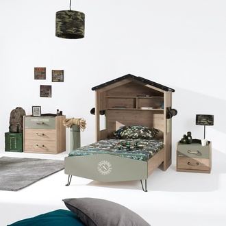 Garnitur Bett KindermÃ¶bel Kinderzimmer GrÃ¼n Bettrahmen 3tlg Holz Set