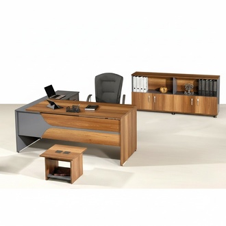 Garnitur BÃ¼ro EckbÃ¼rotisch ArbeitszimmermÃ¶bel Schrank 3tlg Holz Braun