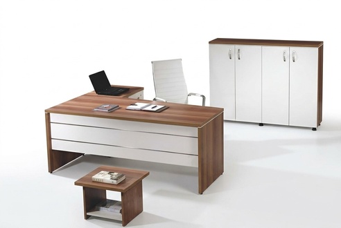 Garnitur BÃ¼ro EckbÃ¼rotisch ArbeitszimmermÃ¶bel Schrank 3tlg Holz WeiÃ