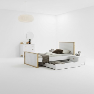 Garnitur Kinderzimmer Bett Kinderbett KindermÃ¶bel WeiÃ Holz Set 3tlg