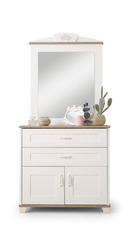 Garnitur Kommode mit Spiegel Set Schrank Holz WeiÃ Kommoden Design