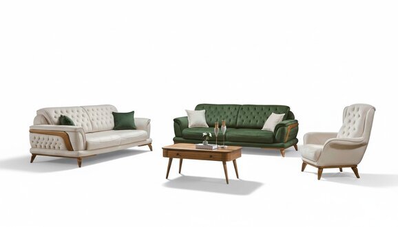 Garnitur Luxus Wohnzimmer Sofagarnitur 331 Sitz Sofa Sessel Sofas 3tlg