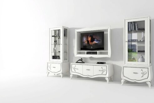 Garnitur rtv Set 4tlg. Wohnwand TV Lowboard Vitrine Sideboard Schrank Design