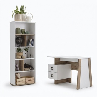 Garnitur Schreibtisch Kinderzimmer Set 2tlg Regal Computer Holz WeiÃ