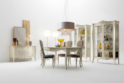 Garnitur Set Tisch 4x StÃ¼hle Stuhl Vitrine Set Kommode Essgruppe 8tlg. Esszimmer