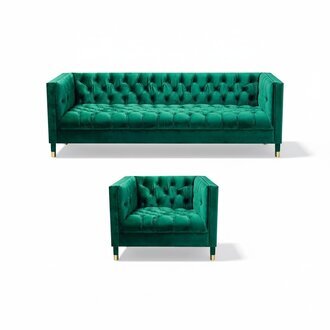 Garnitur Sofa Set 2tlg GrÃ¼n Chesterfield Luxus Modern PolstermÃ¶bel Einrichtung