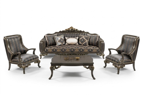 Garnitur Sofagarnitur 3+1+1 Sitzer Couchtisch Sessel Sofas Set Stoff Barock Sitz