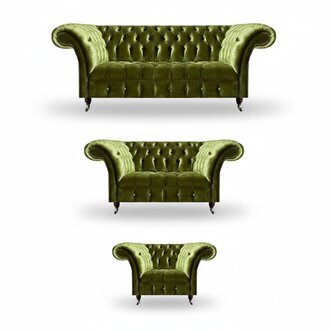 Garnitur Sofas Set 3tlg Wohnzimmer LuxuriÃ¶se Moderne Textil Chesterfield