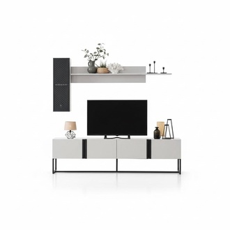 Garnitur TV StÃ¤nder Schrank RTV Lowboard Wohnzimmer Regale WeiÃ Holz