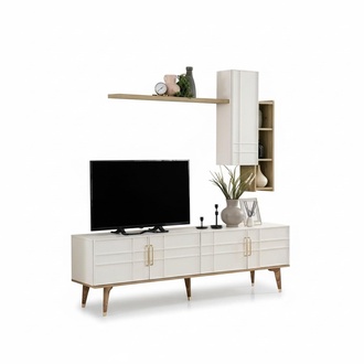 TV StÃ¤nder Schrank RTV Lowboard Wohnzimmer Regale WeiÃ Holz Garnitur