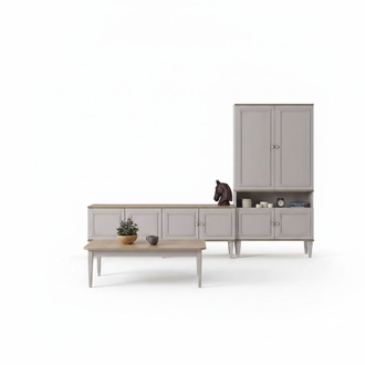 Garnitur TV StÃ¤nder Schrank RTV Lowboard Wohnzimmer Regale Grau Holz