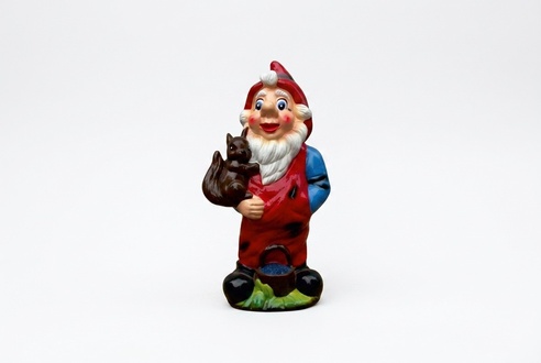 Garten Zwerg mit Eichhörnchen Figur Statue Figuren Skulptur Skulpturen