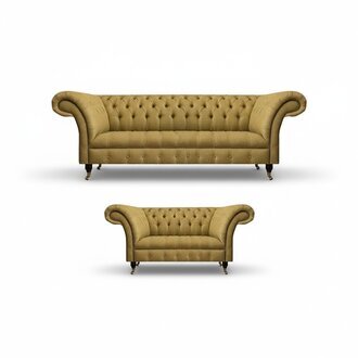Gelbe Chesterfield Garnitur Moderne Textil Sofas Designer Couch Set 2tlg