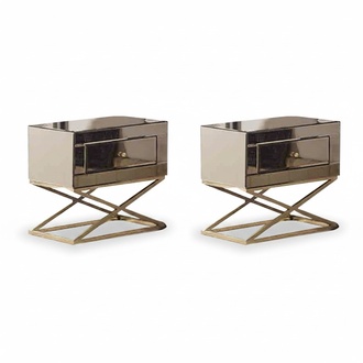 Goldene 2x NachtschrÃ¤nke Schlafzimmer Designer Holz Nachttische 2tlg