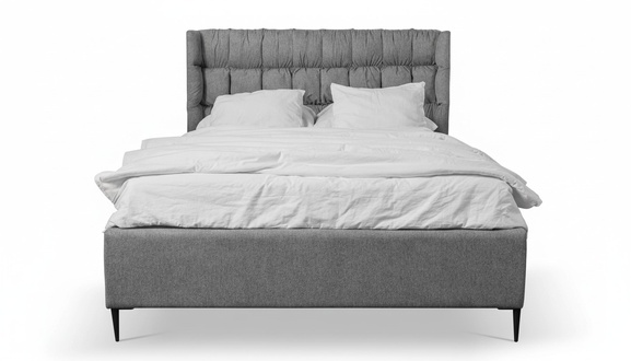 Grau Doppelbett Klassisches SchlafzimmermÃ¶bel Design Eleganter Stoff Bett