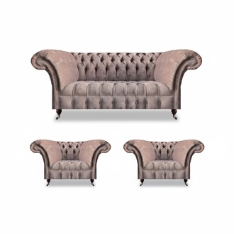 Grau LuxuriÃ¶se Wohnzimmer Sofagarnitur 3+1+1 Chesterfield Sitz Textil