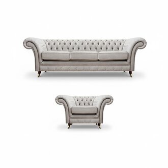Grau Luxus Set Sofa Dreisitzer Couch Chesterfield Sessel Wohnzimmer