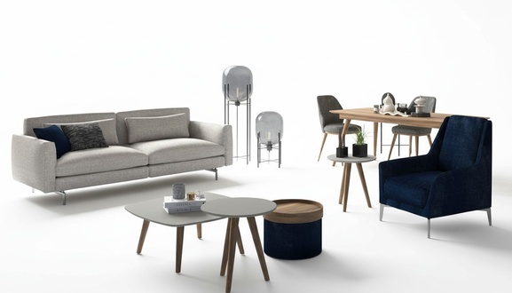 Grau-Schwarze WohnzimmermÃ¶bel Dreisitzer Sessel Neu Luxus Set Modern
