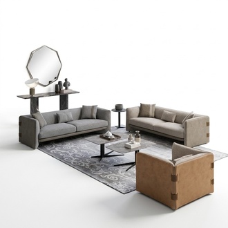 Grau Wohnzimmer Set 7tlg Modern 2x Sofas Dreisitzer PolstermÃ¶bel Sessel Neu