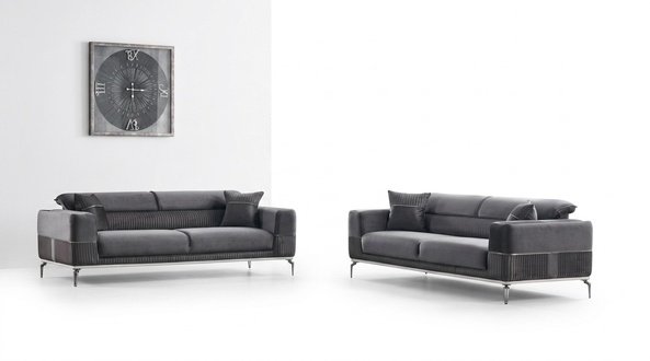Graue Designer Couch Club MÃ¶bel Couchen 3+3 Sitzer Polster 230cm Sofas
