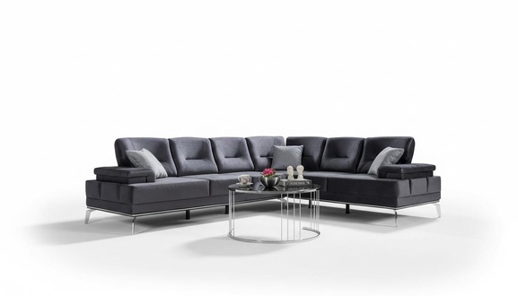Graue Polstercouch Designer Edelstahl Ecksofa Moderne Wohnzimmer MÃ¶bel