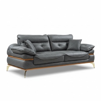 Grauer Designer Dreisitzer Wohnzimmer Sofa 3-Sitzer Couch EdelstahlfÃ¼Ãe