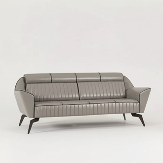 Grauer Leder Dreisitzer ArbeitszimmermÃ¶bel Designer HolzmÃ¶bel Luxus