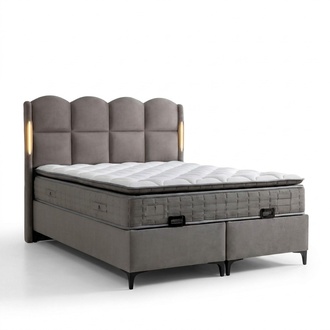 Graues Bett mit Matratze aus Textil und Holz, modernes Design