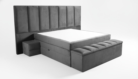Graues Doppelbett+2x Nachttische klassisches SchlafzimmermÃ¶bel Design