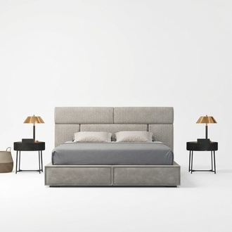 Graues Doppelbett Design Betten Schlafzimmer MÃ¶bel Lederbett Holzgestell