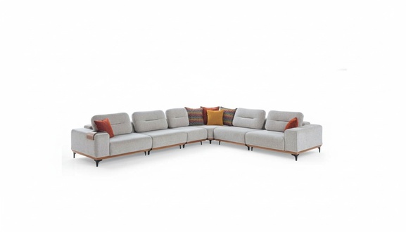 Graues Ecksofa Exklusives L-Form Garnitur LuxuriÃ¶se Wohnzimmer MÃ¶bel
