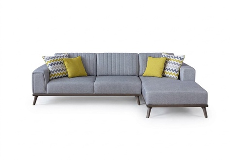 Graues L-Form Ecksofa Wohnzimmer Wohnlandschaft Polster Sofas Couchen