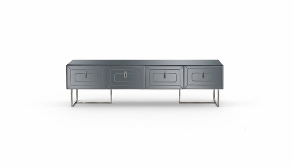 Graues Lowboard Exklusives RTV-Board Wohnzimmer Glas Schrank 4-tÃ¼rig