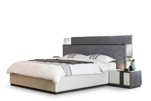 Graues Luxus Schlafzimmer Bett Textil MÃ¶bel Betgestell Modern Holz Neu