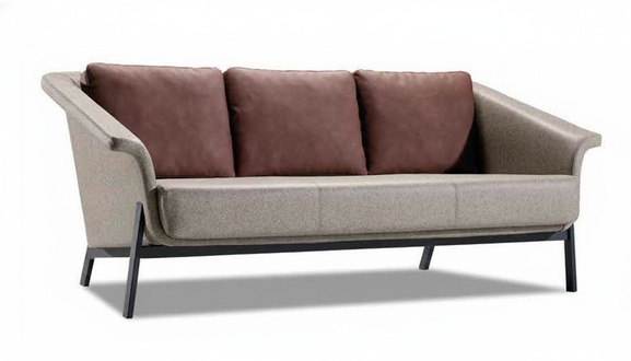Graues Polstersofa Designer Textilcouch Wohnzimmer Dreisitzer MÃ¶bel