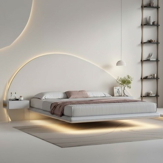 Graues Wandbett Moderne Schlafzimmer MÃ¶bel Holzgestell LED-Betten Neu