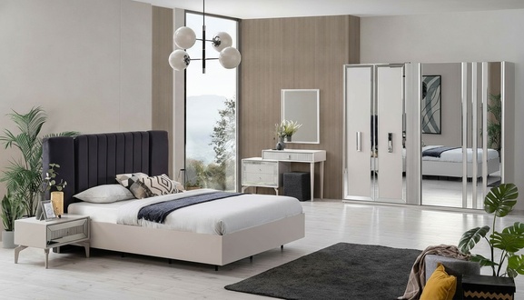GroÃ Schlafzimmer Garnitur Doppelbett Bett Holz Set 7tlg WeiÃ Modern
