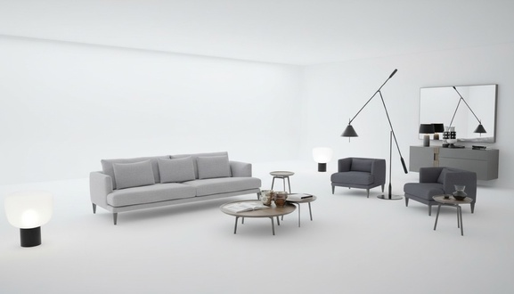 GroÃe Wohnzimmergarnitur Dreisitzer Sessel Couchtische Graue HolzmÃ¶bel