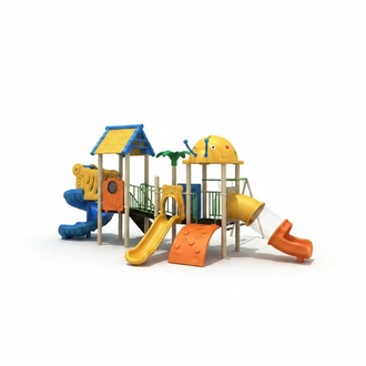 GroÃer Kinderspielplatz bunte Rutschen GerÃ¤umigkeit Turm Outdoor